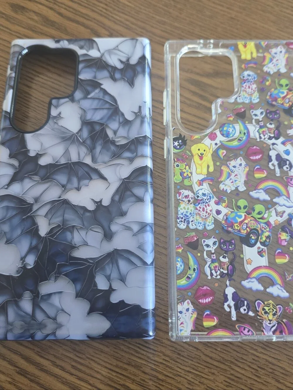Phone Case Bundle - Black Bat Pattern & Clear Rainbow Sticker Design